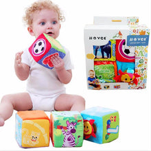 Load image into Gallery viewer, Cartoon Design Cloth Building Blocks Stuffed Doll Newborn Child Soft Plush Cubes Educational Baby Toy 0-12 Months